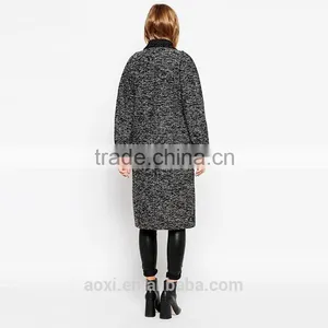OEM Service Supplier Oversize Tweed Women Winter Wear Fashion Plain Windbreaker thumbnail-3
