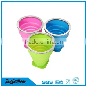 Soft Food Grade Silicone Folding Drinking Cup, Silicone Custom Design Collapsible Cup With Lid thumbnail-5