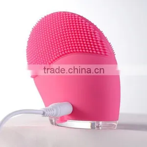 Rechargeable Ultrasonic Face Brush,Quimat Skin Care Tools Natural Silicone Facial Cleansing Brus thumbnail-2