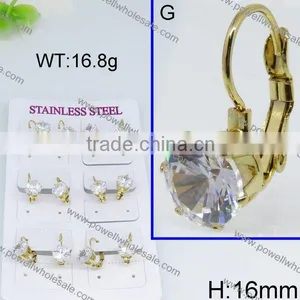 Hot Design Gold Plated Gemstone Stud Earring thumbnail-1