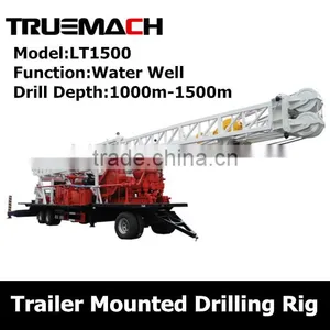 1000-1500m Trailer Mounted Drilling Rig for Water Well thumbnail-1