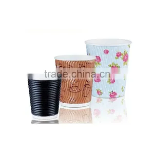 Printed Paper Cup Custom Print Disposable Corrugated Ripple Coffee Paper Cups thumbnail-5