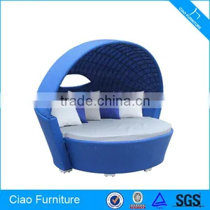 Blue Rattan Sunbed for Hotel Resort Furniture thumbnail-1