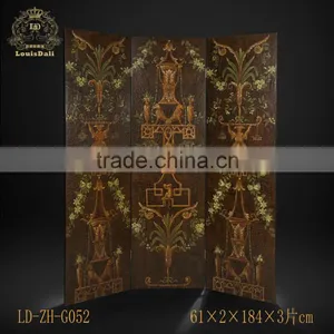 Retro Art Painting Bookcase Design Wooden Floor Screen, Creative Furniture Decorative Four Panel Folding Screen thumbnail-6