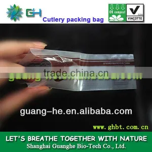 100% Biodegradable Non-pollution Disposable Plastic PLA Packing Bags for Tableware / Cutlery thumbnail-1