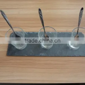 2017 Hot Sale Slate Placemat and Coaster With Rough Edge Food Safe Black for Hotel,home ,shop and Restaurant thumbnail-3