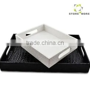 Catch-all Faux Leather Desk File Organizer Tray Set thumbnail-1