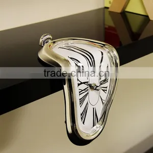 Creative L Shape Curving Wall Clock, Fashion Melting Clock, Roman Number Clock thumbnail-4