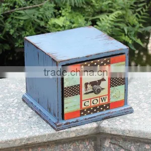 Antique Blue Wooden Jewerly Filling Box thumbnail-1