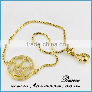 24Kt Gold Bracelet Micropave CZ Girls Gold Chain Bracelet thumbnail-1