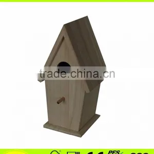 House Shape Unfinished Wooden Bird House,bird Cage,bird Feeder thumbnail-1