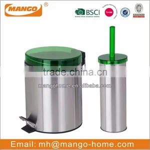 Stainless Steel Foot Pedal Trash Can and Toilet Brush Set thumbnail-3