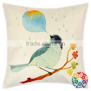Flower Print Cushion Cover For Chair 17.3*17.3 Inches Decoration Hemp Pillow Cover thumbnail-4