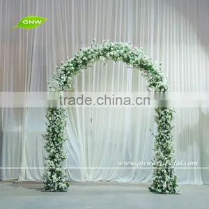 GNW 8ft White Metal Wedding Arch With Cherry Blossom Flowers for Sale as Wedding Backdrop Decoration thumbnail-1