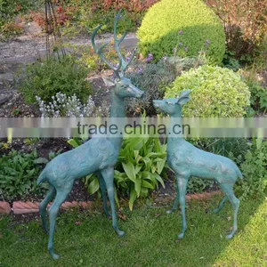 Hot Sale Christmas Home Decor Metal Crafts Bronze Life Size Deer Statues thumbnail-1