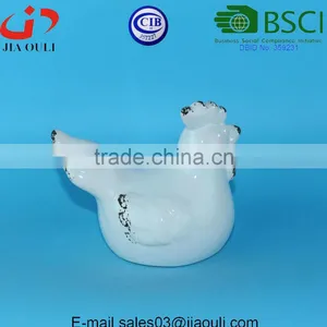 BSCI Audit Factory Decorative Ceramic Chicken Antique White Ceramic Rooster thumbnail-3