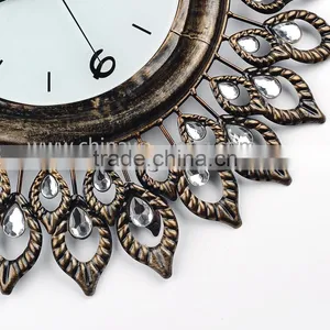 Vintage Gold Metal Wall Clock With Eye Shape thumbnail-3