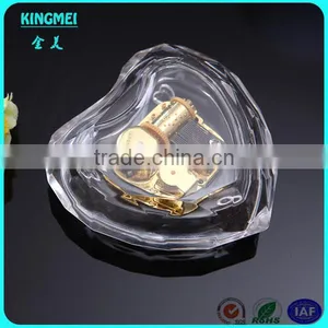 High Grade Handicrafts Clear Round Crystal Music Box for Wedding Gift thumbnail-4