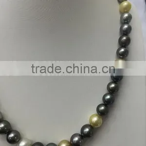 11-12mm Multicolors South Sea Pearl With Gold Clasp Necklace thumbnail-4