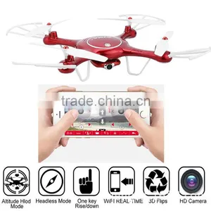 Newest 720P WIFI FPV 2MP HD Camera Helicopter Height Hold One Key Land 2.4G 4CH RC Quadcopter X5UC X5UW Drone SYMA thumbnail-2