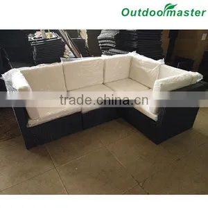 Outdoor and Indoor Cushioned Assembled Black Rattan Sofa Set thumbnail-1