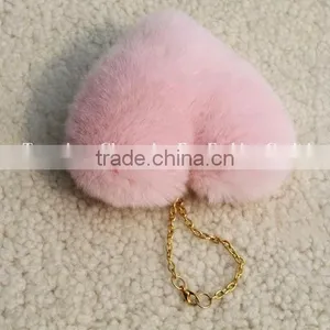 CX-A-02 Genuine Rabbit Fur Pendant Keyring ~ MIXED COLOUR thumbnail-2