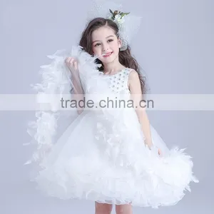 White Flower Girls Dress With Rhinestone Angel Dresses thumbnail-2