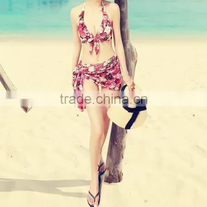 Swimsuit Female Three-piece Supporting Them Bikini Sexy Small Breasts Steel Belly Show Thin the New 2016 thumbnail-1