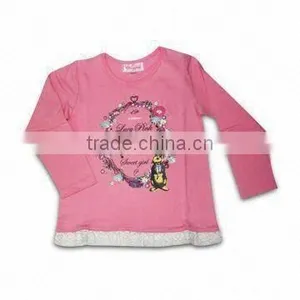 Girl's Printed T-shirt, Available in Yellow/Pink thumbnail-1