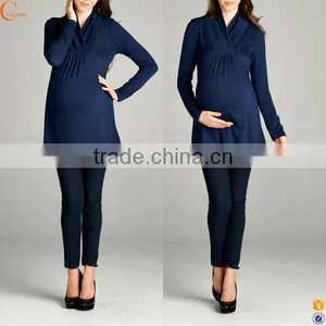 China Wholesale Maternity Clothes Tunic Long Sleeve Woman Maternity Tops thumbnail-1