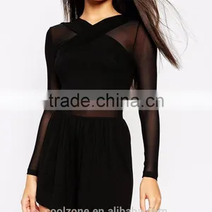 Sexy Cross Front Mesh Insert Jersey Romper Fashion Adult Romper Pattern thumbnail-4