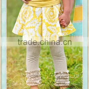 Tan Polka Dots Ruffle Leggings Icing Baby Leggings Triple Ruffle High Quality Pants Girl Kids Clothes thumbnail-1