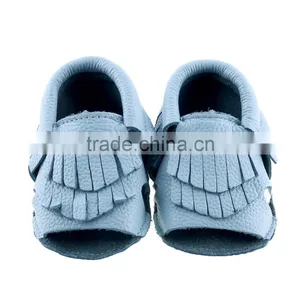 100% Cow Leather Baby Summer Fringed Moccs thumbnail-3