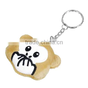 Wholesale Monkey Animal Silver Tone Brown Emoji Pattern Carved Plush Keychain thumbnail-1