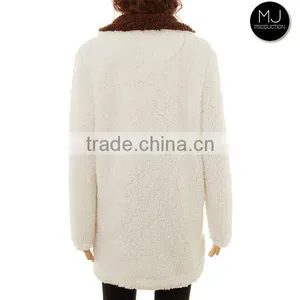 FACTORY Monogrammed Knitted Quarter Zip Style Sherpa Fleece Pullover thumbnail-3