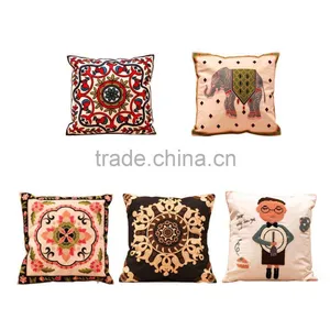 2016 New Cotton Wool Embroidery Special Canvas Home Furnishing Square Pillow Cover Hot Sales thumbnail-1