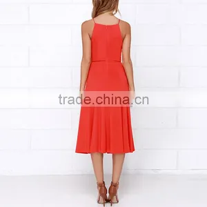 New Style Women Sleeveless Solid Color Dress Ladies Summer Casual Party Evening Midi Dresses thumbnail-2
