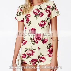 Rose Print Jumpsuit Playsuit, Lady Playsuit, Wholesale Playsuit thumbnail-4