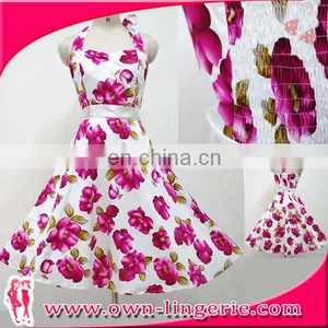 Floral Print Vintage 50s Dresses Women Rockabilly Pin Up Dress thumbnail-1