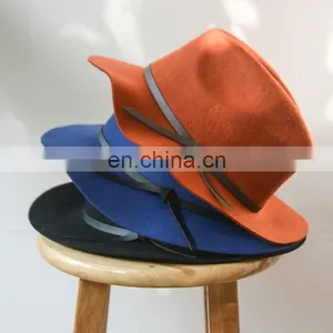 Wholesale Wool Felt Wide Brim Woman Fedora Hat thumbnail-1