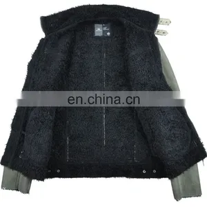 2015 Last Fashion Mens Handsome Lamb Motrocycle Pure Leather Jacket thumbnail-3
