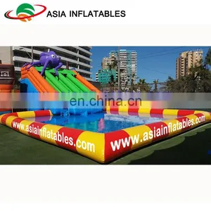 Commercial Big Inflatable Ocotpus Water Park Slide With Pool Used On Land thumbnail-1