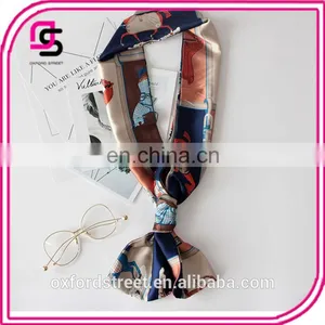 The Spring and Autumn All-match Long Scarf Double Satin Scarf Small Korean Bow Tie thumbnail-1