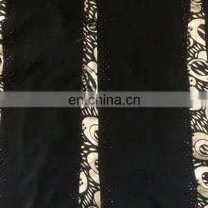 Black Colour Lycra Burkha With Printed Satin & Black Stone Work / Latest Printed Burkha Collection 2016 thumbnail-3