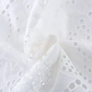 Embroidered Design Cutwork Border Voile Embroidery Cotton Lace Fabric thumbnail-1