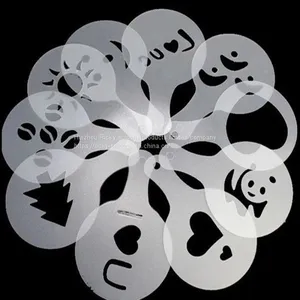 8/12/16Pcs/Set Printing Flower Mold Coffee Drawing Model Creative Cappuccino Foam Spray Kitchen Accessories Plastic Cooking Tool thumbnail-2