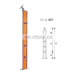 Wholesales Price Colorful Acrylic Stair Stainless Steel Handrail Clear Staircase Pillars Crystal Handrail Fittings thumbnail-1