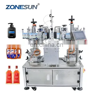 ZONESUN ZS-TB806 Semi Automatic Double Size Tube Sticker Water Flat Bottle Labeling Machine For Bottles thumbnail-1