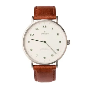 Stainless Steel Gents Fashion Watches Genuine Leather Ultrathin Quartz Man Watch thumbnail-4