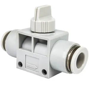 HVFF Series Plastic 2 Way Union Straight Air Hand Valve Quick Connector Pneumatic Fitting thumbnail-2